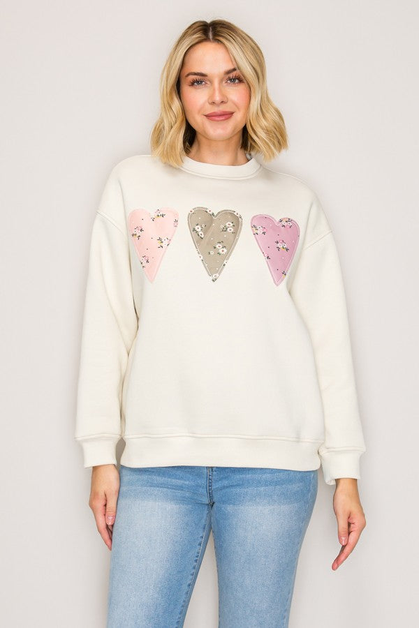 Floral Heart Patch Pullover