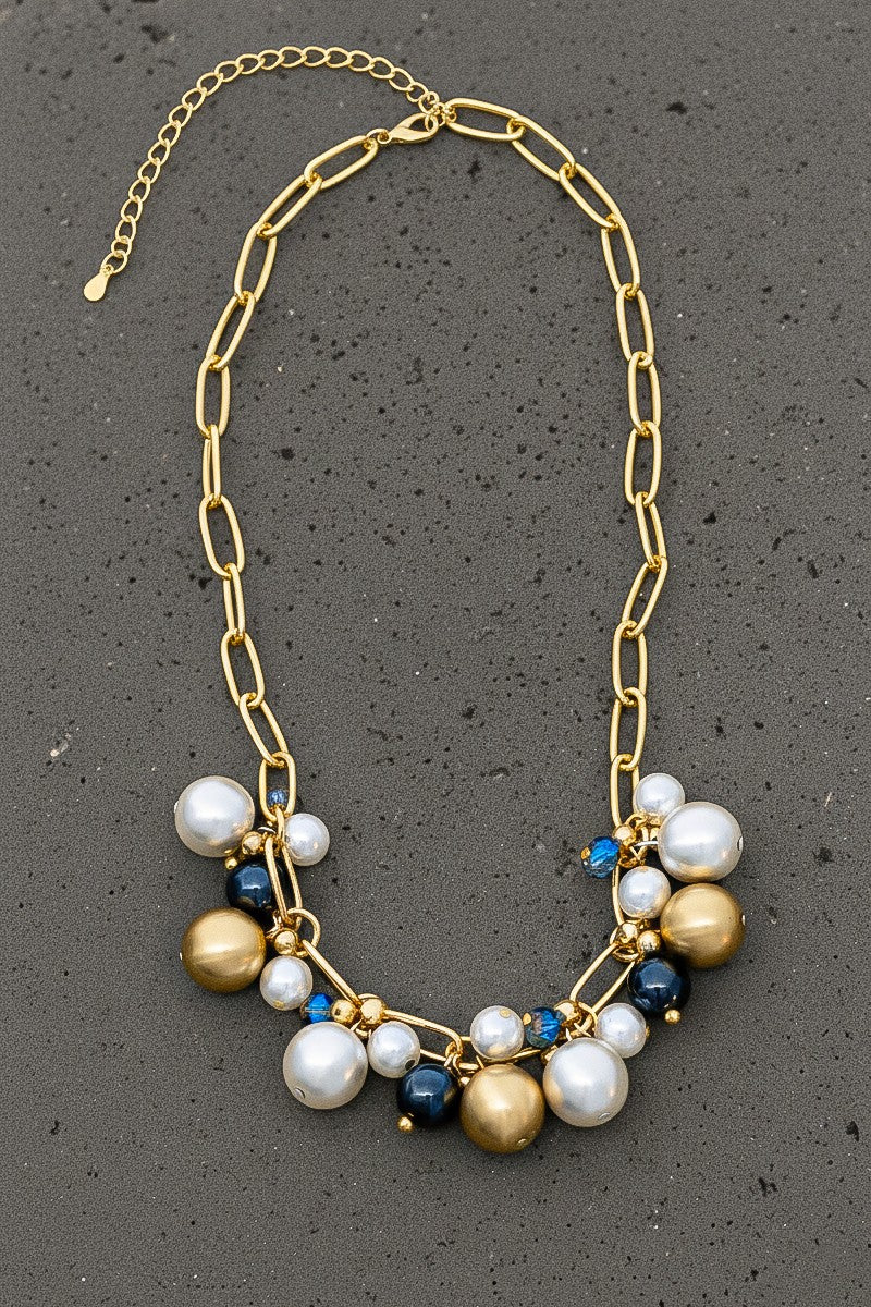 Pearl & Bead Cluster Necklace