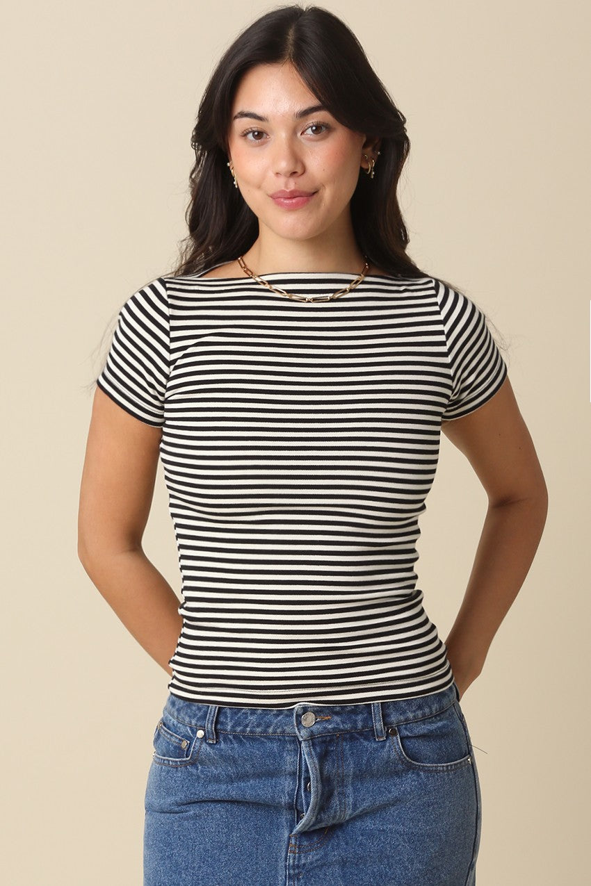 Jessa Black Stripe Top