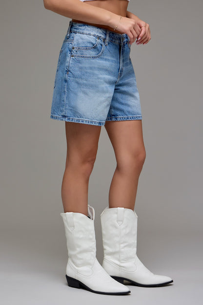 Medium Wash Barrel Shorts - Clothe Boutique