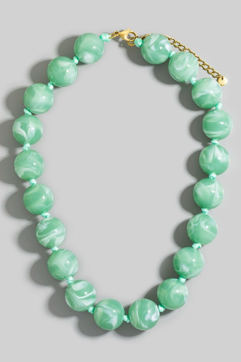 Resin Bead Necklace Green - Clothe Boutique
