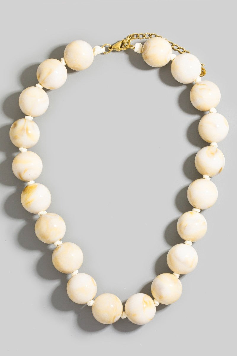 Resin Bead Necklace Ivory - Clothe Boutique
