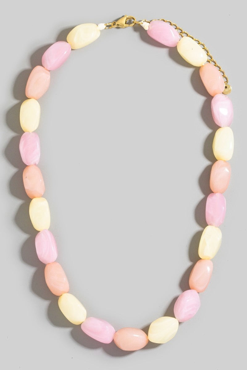Pink Marble Bead Necklace