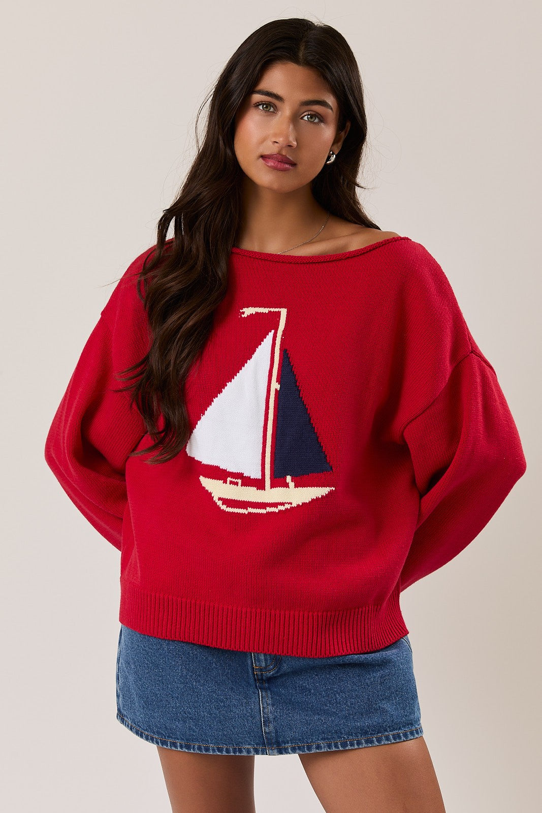 Sail the Coast Sweater Red