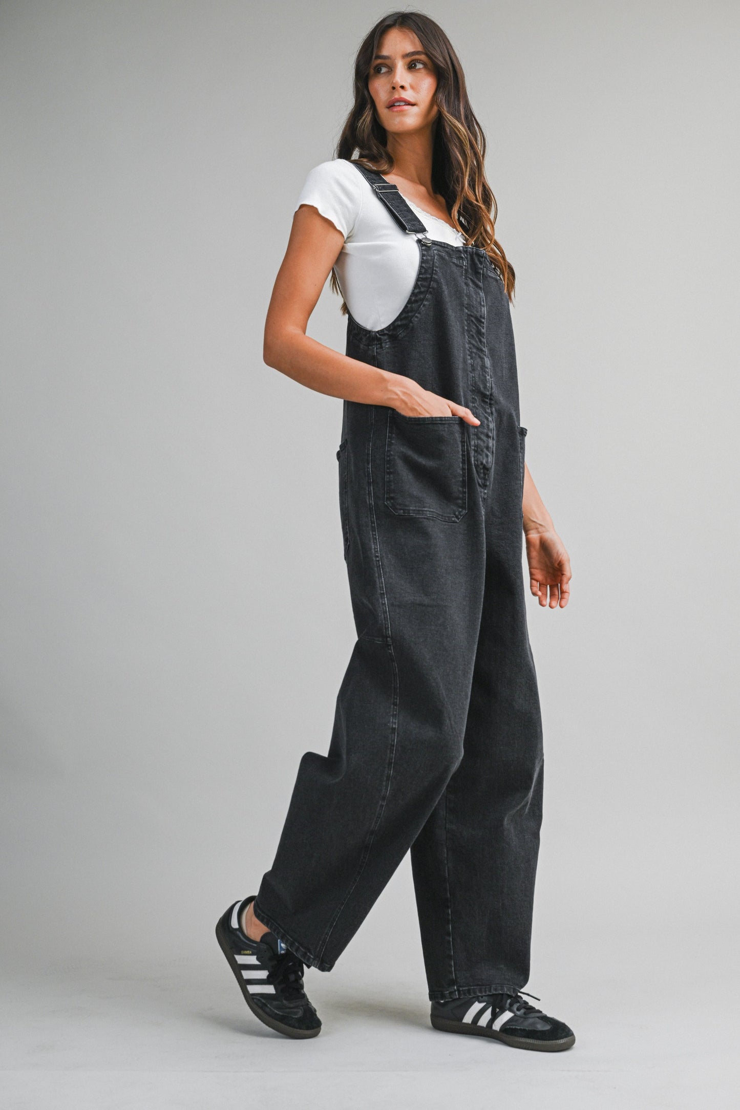 Black Denim Washed Overall