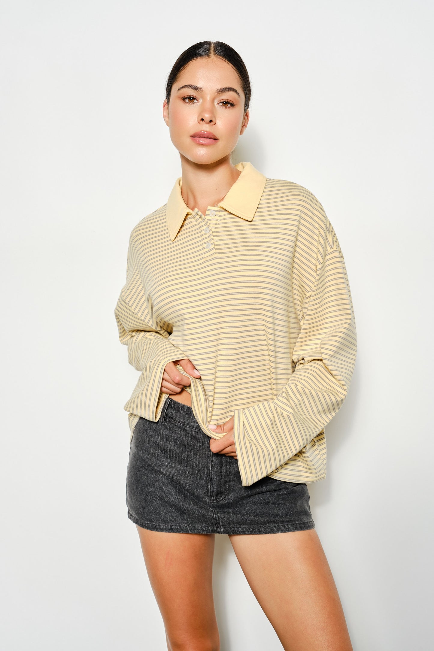 Honey Rugby Top Yellow - Clothe Boutique