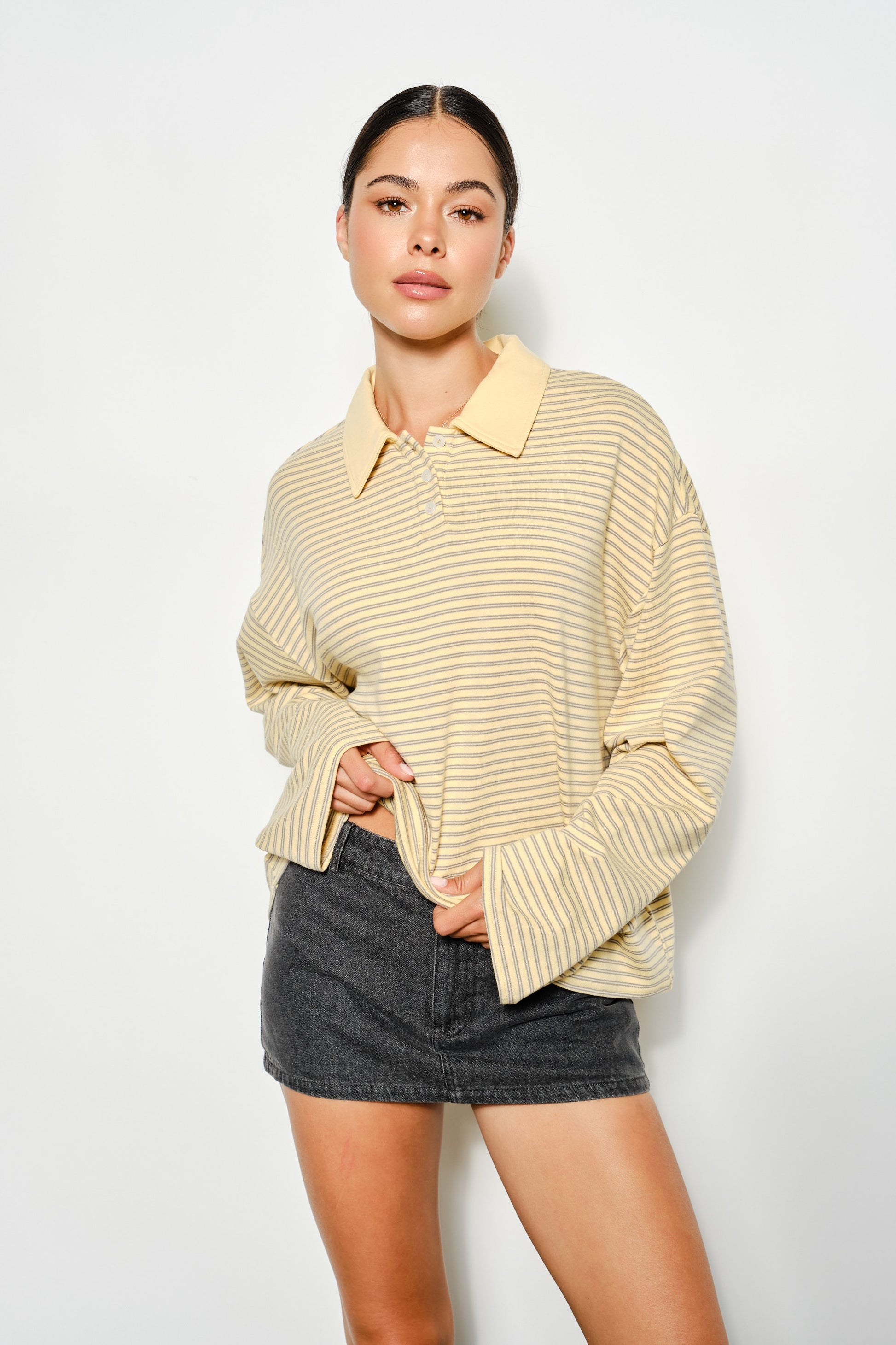 Honey Rugby Top Yellow - Clothe Boutique