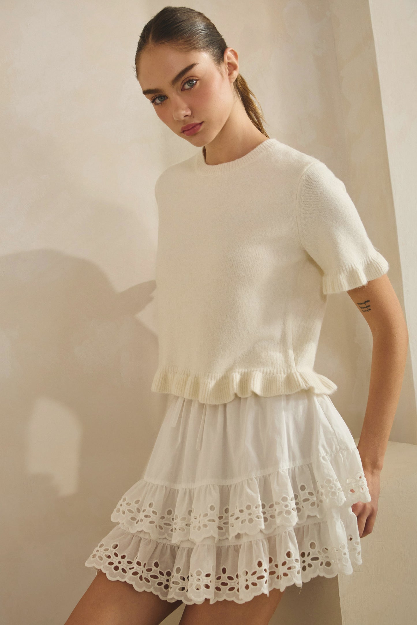 Wavy Hem Sweater Ivory