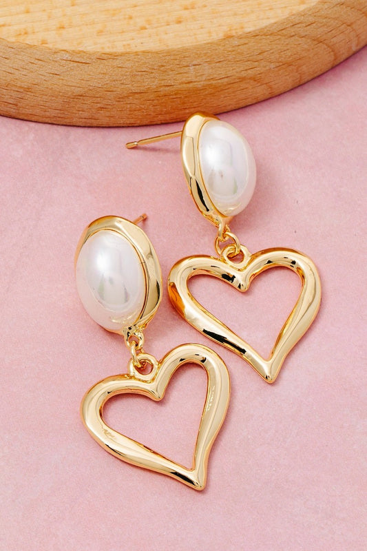 Pearl & Heart Dangle Earrings - Clothe Boutique