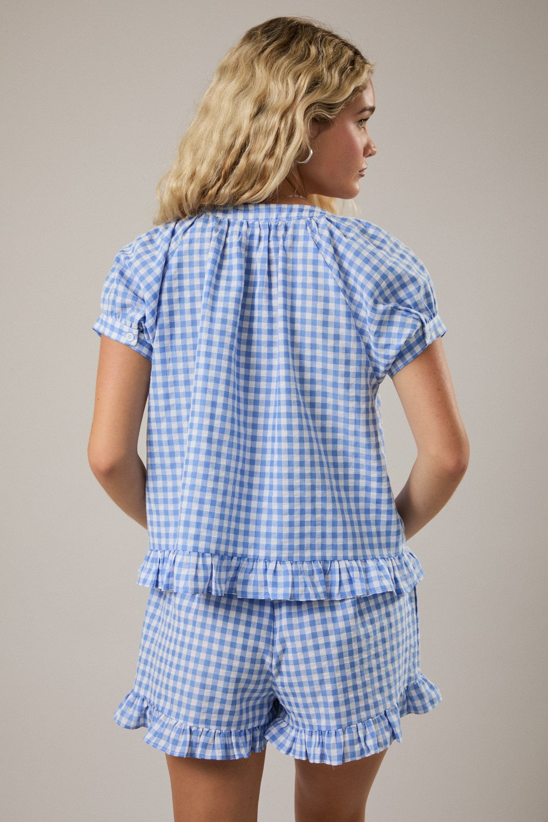 Gingham Top & Ruffle Shorts Set of 2