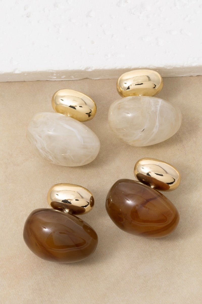 Marble Resin Studs Ivory