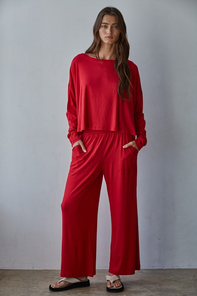 Red Lounge Top & Pants Set of 2