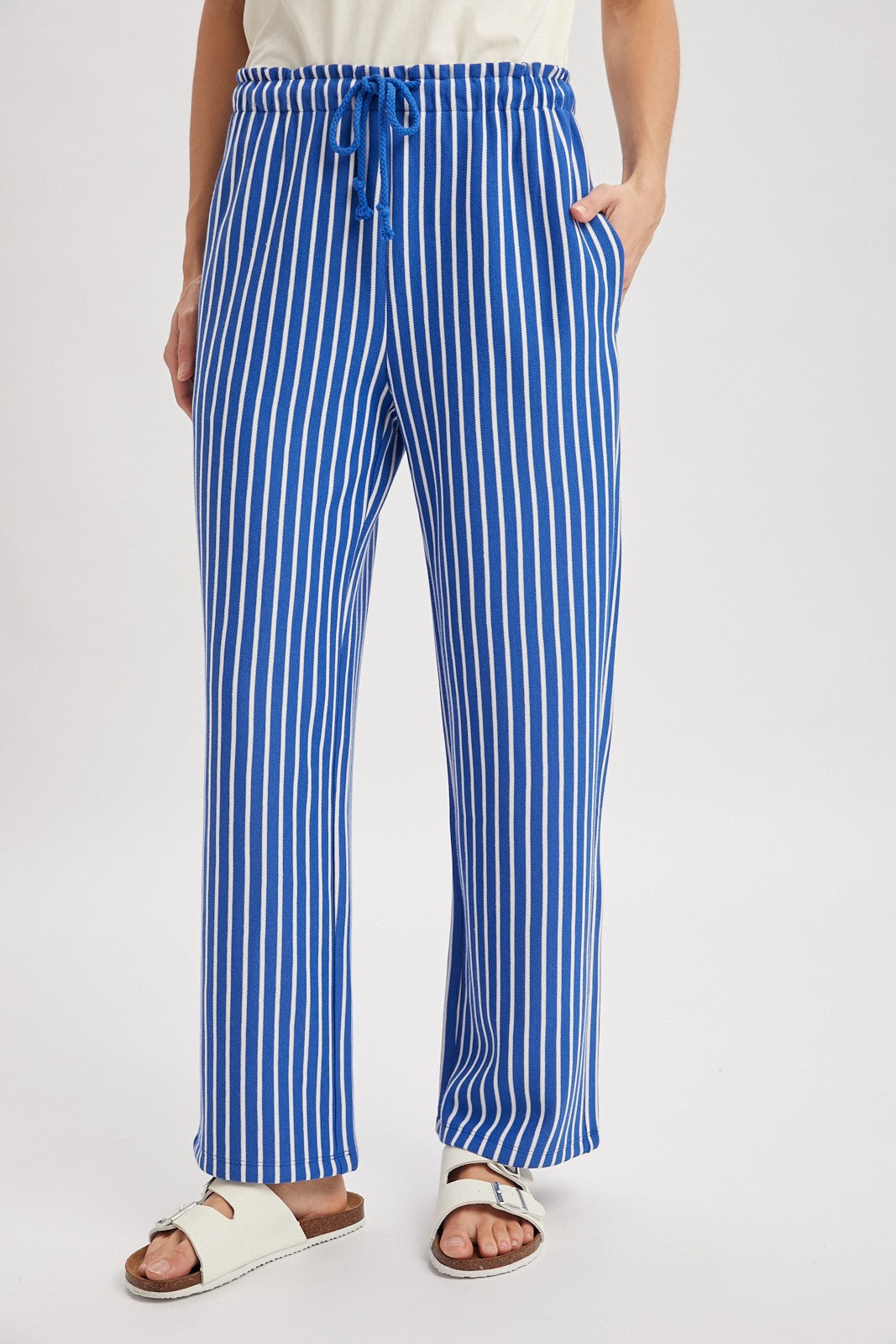 Royal/White Stripe Pants - Clothe Boutique