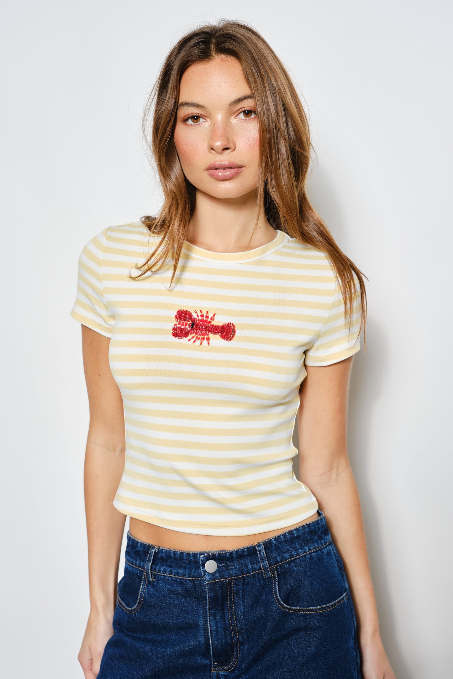 Tan Stripe Lobster T-shirt