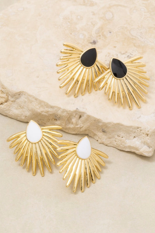 Metallic Feather Studs White - Clothe Boutique