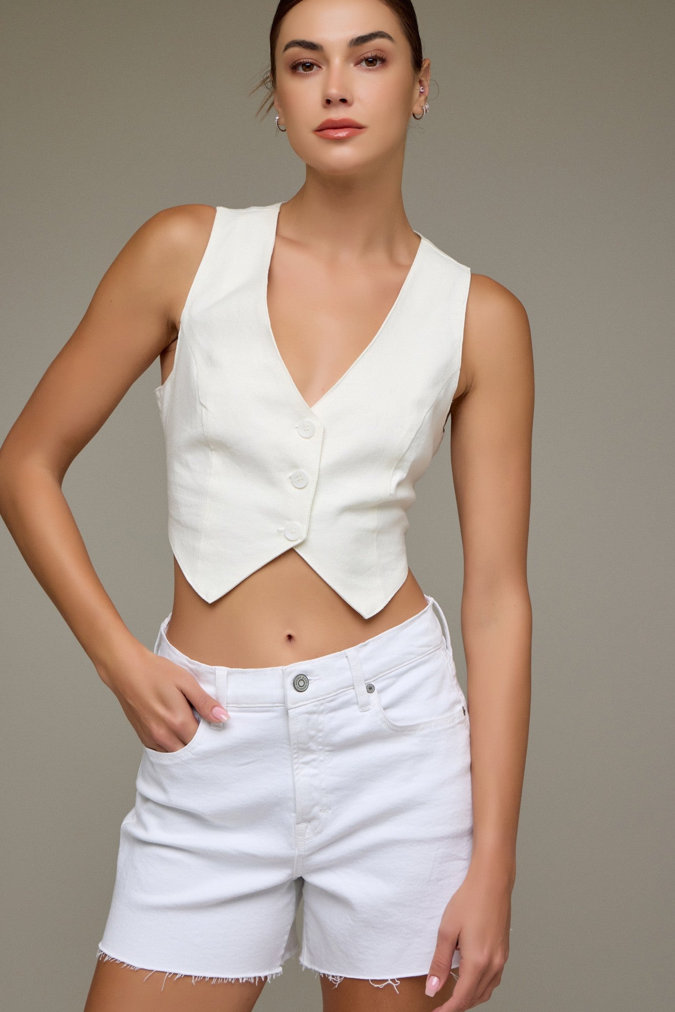 Classic A-Line White Denim Shorts