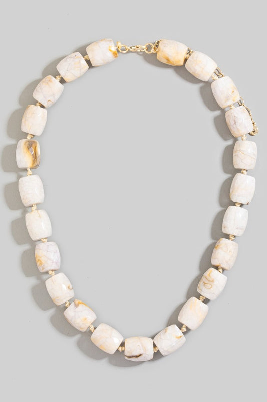 Faceted Bead Necklace Ivory - Clothe Boutique