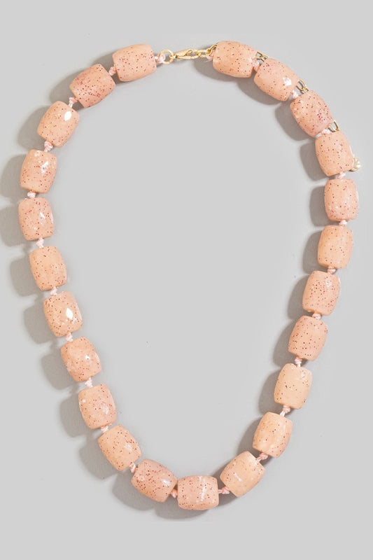 Faceted Bead Necklace Pink