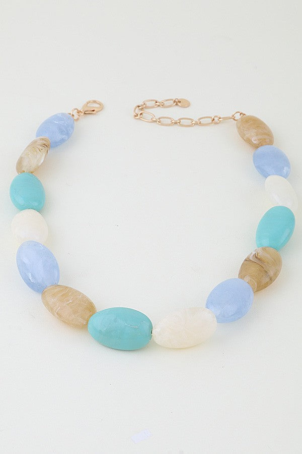 Multi Stone Necklace Blue