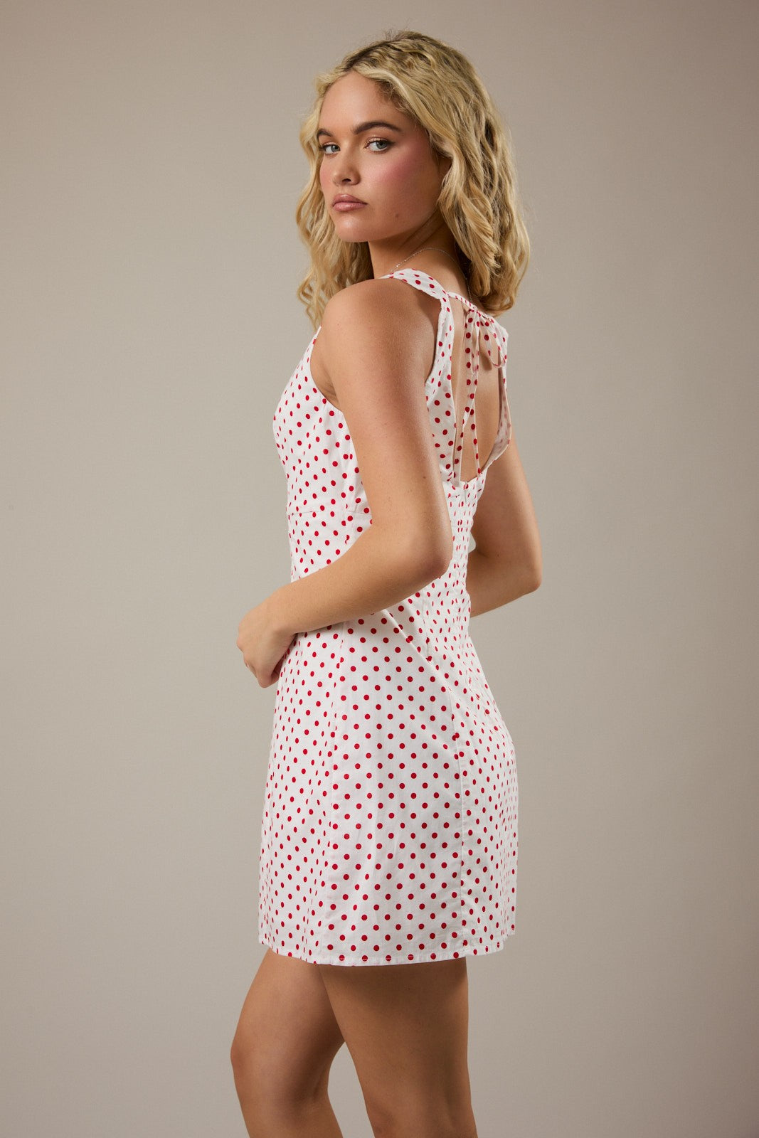 Red Polka Dot Boat Neck Dress - Clothe Boutique