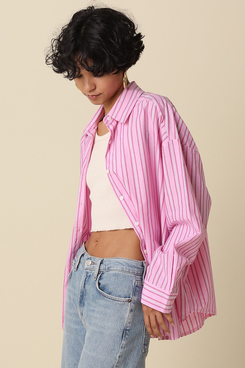 Pink Striped Button Down Shirt - Clothe Boutique