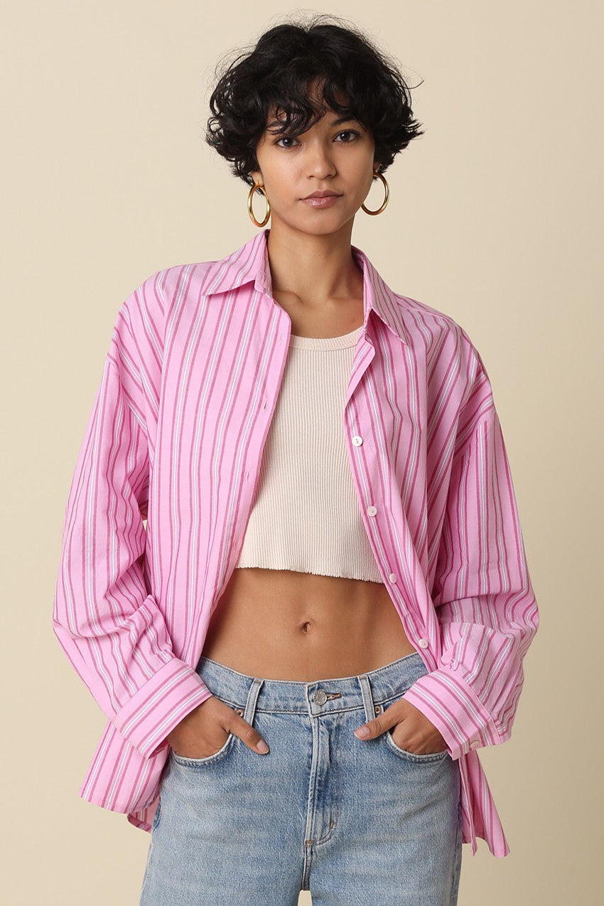 Pink Striped Button Down Shirt - Clothe Boutique