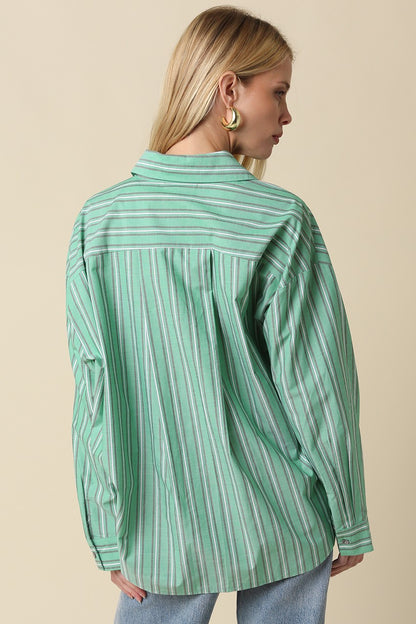 Green Striped Button Down Shirt - Clothe Boutique