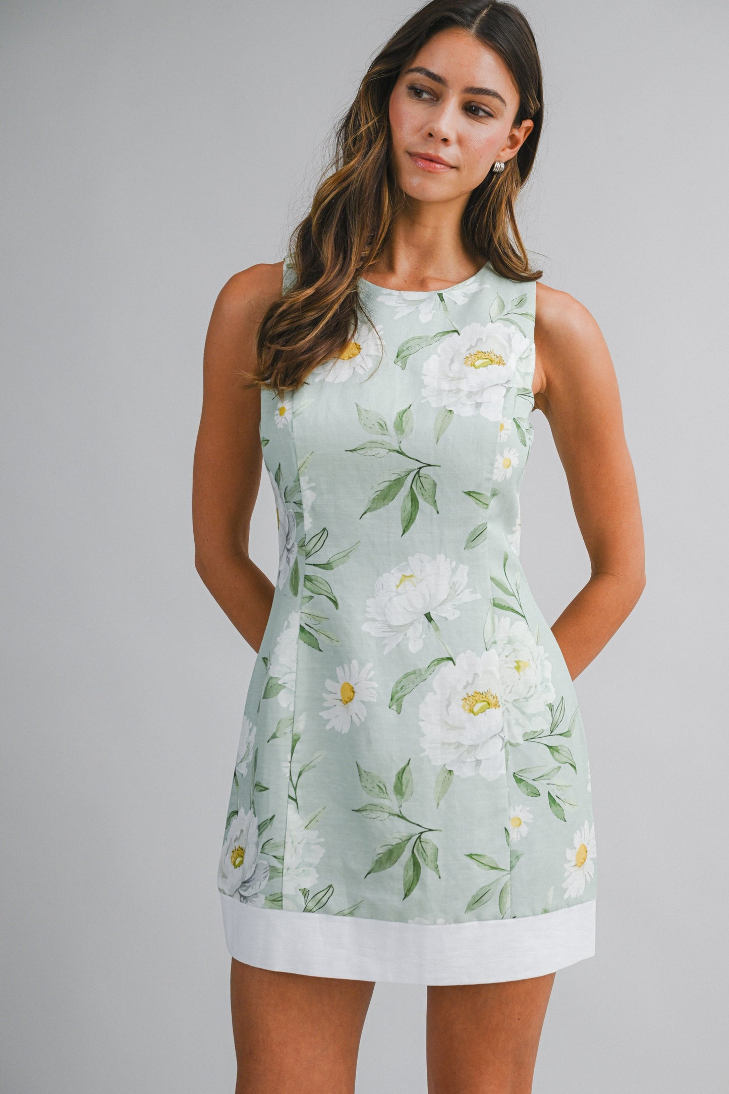 Sage Floral Open Back Dress