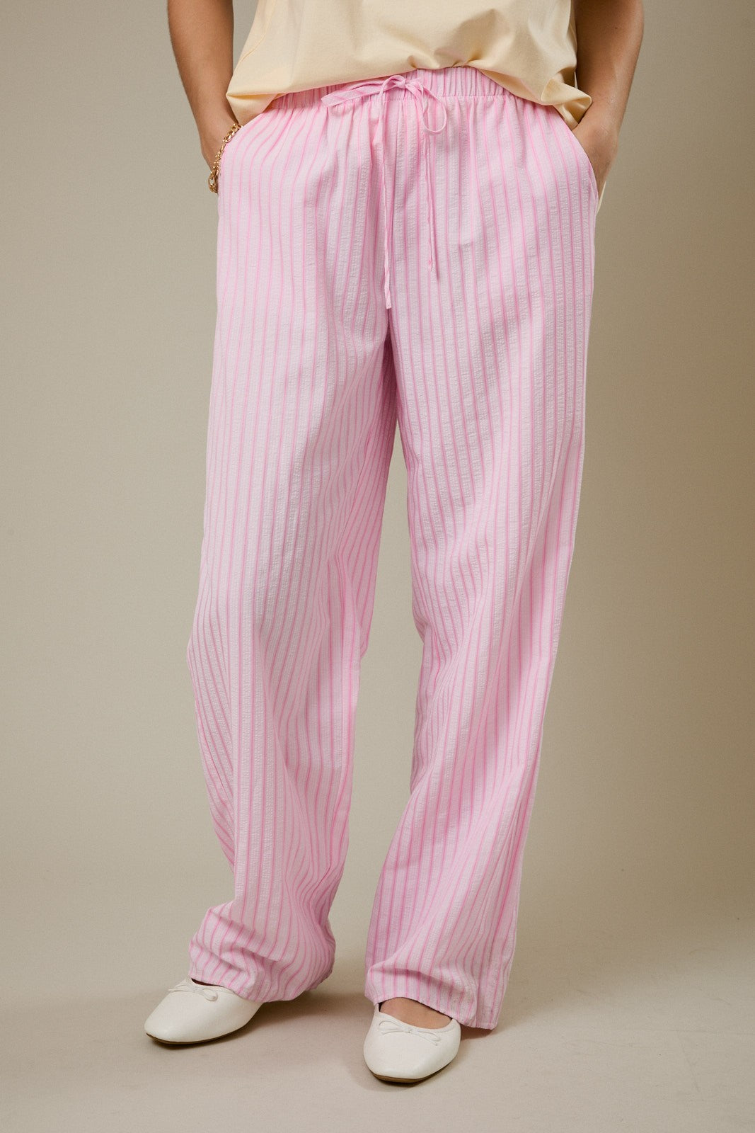 Seersucker Stripe Pants Pink - Clothe Boutique