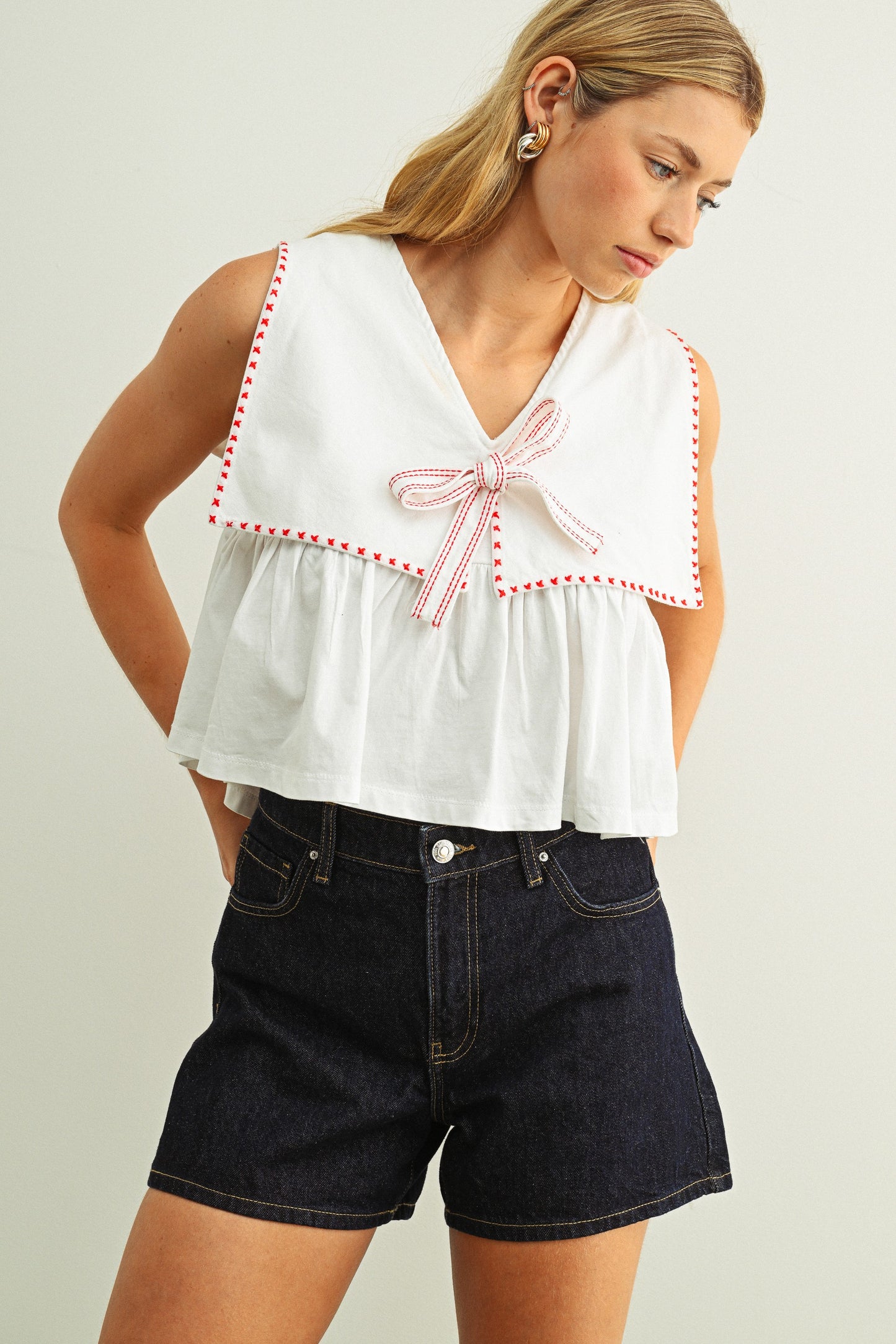Sailor Collar Bow Top