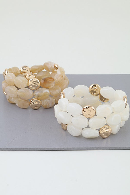 Stone Bracelet Set Ivory