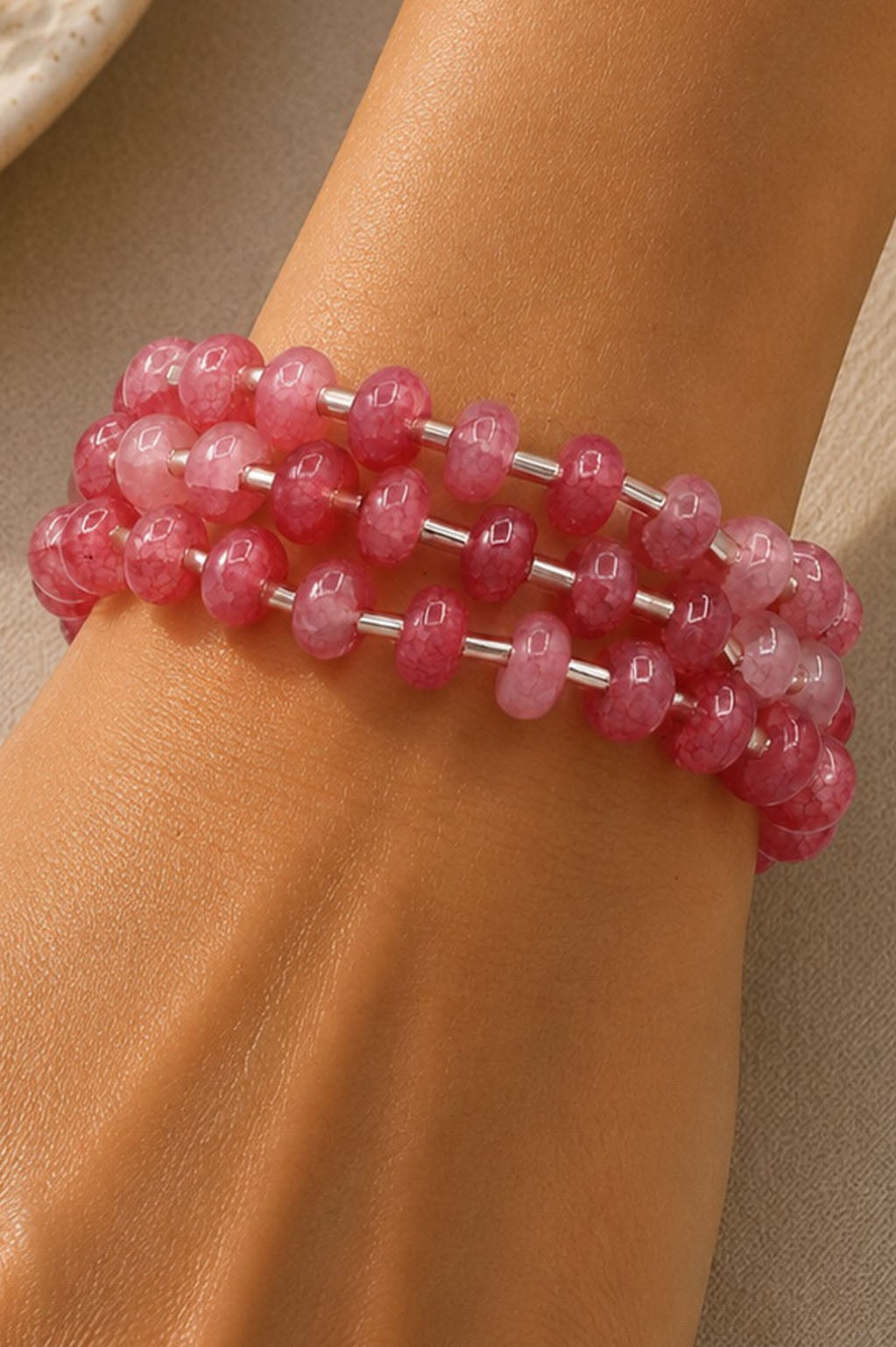 Marble Bead/Bar Bracelets Pink