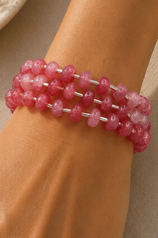 Marble Bead/Bar Bracelets Pink