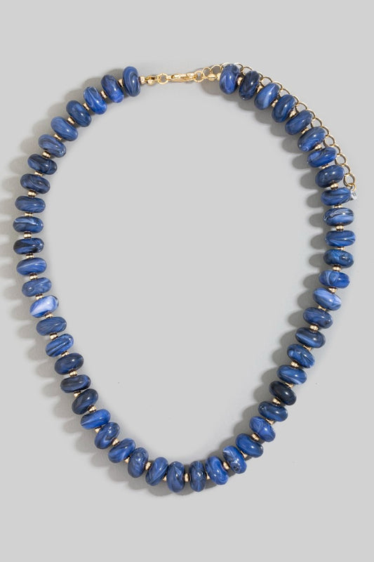 Resin Disc Necklace Blue