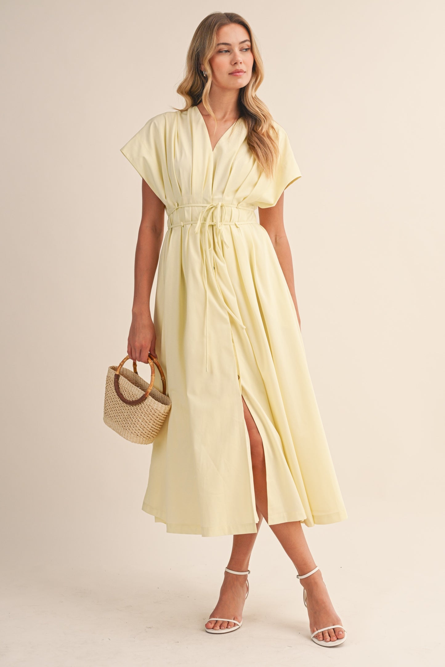 Butter Yellow Poplin Midi Dress