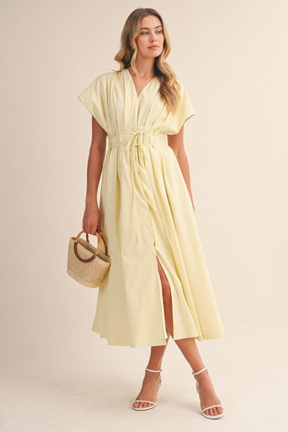 Butter Yellow Poplin Midi Dress
