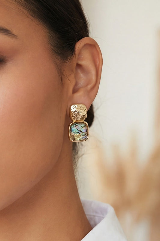 Faceted Stone Studs Green