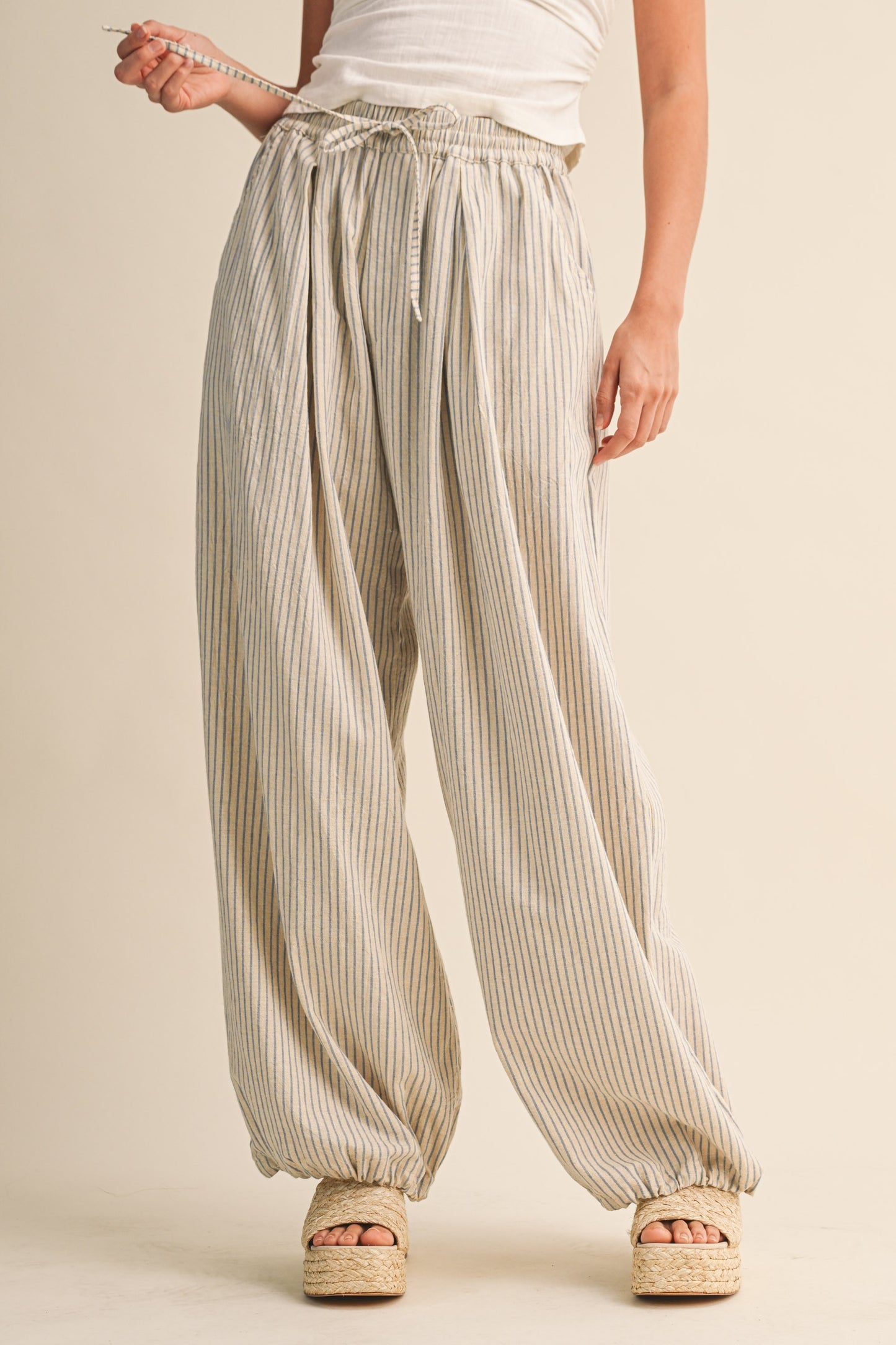 Striped Balloon Hem Pants