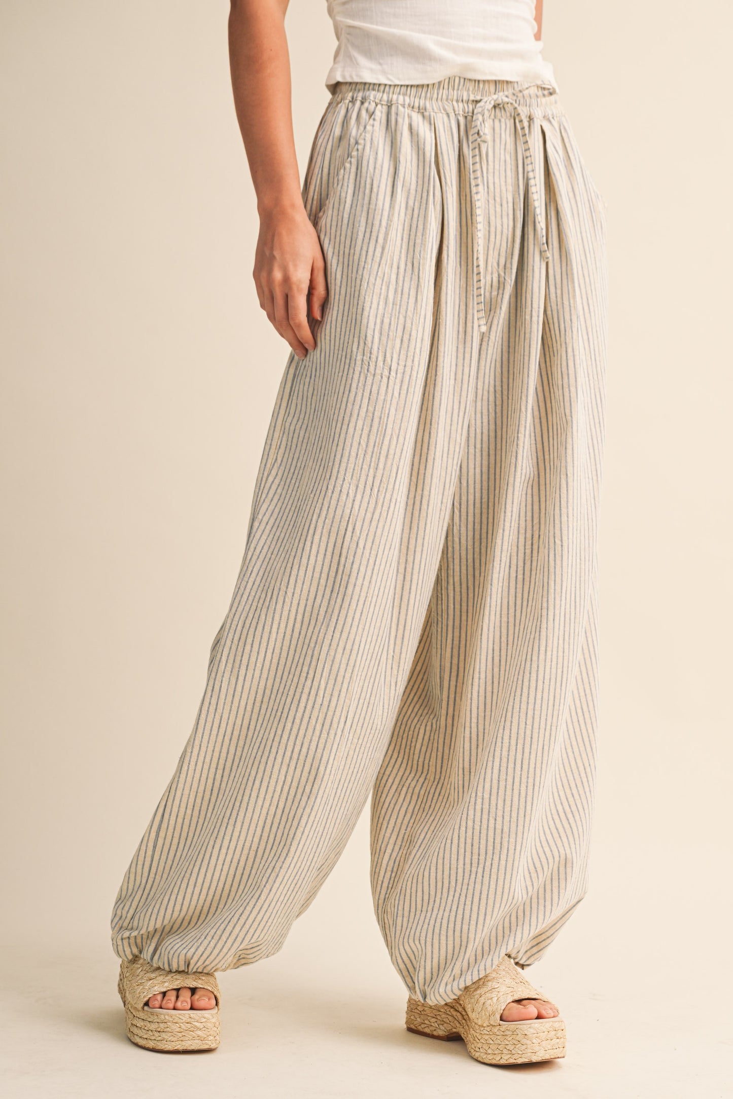 Striped Balloon Hem Pants