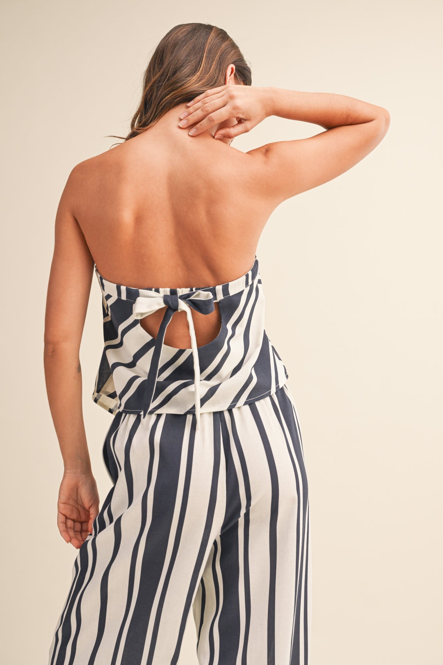 Navy Stripe Tube Top & Pants Set of 2