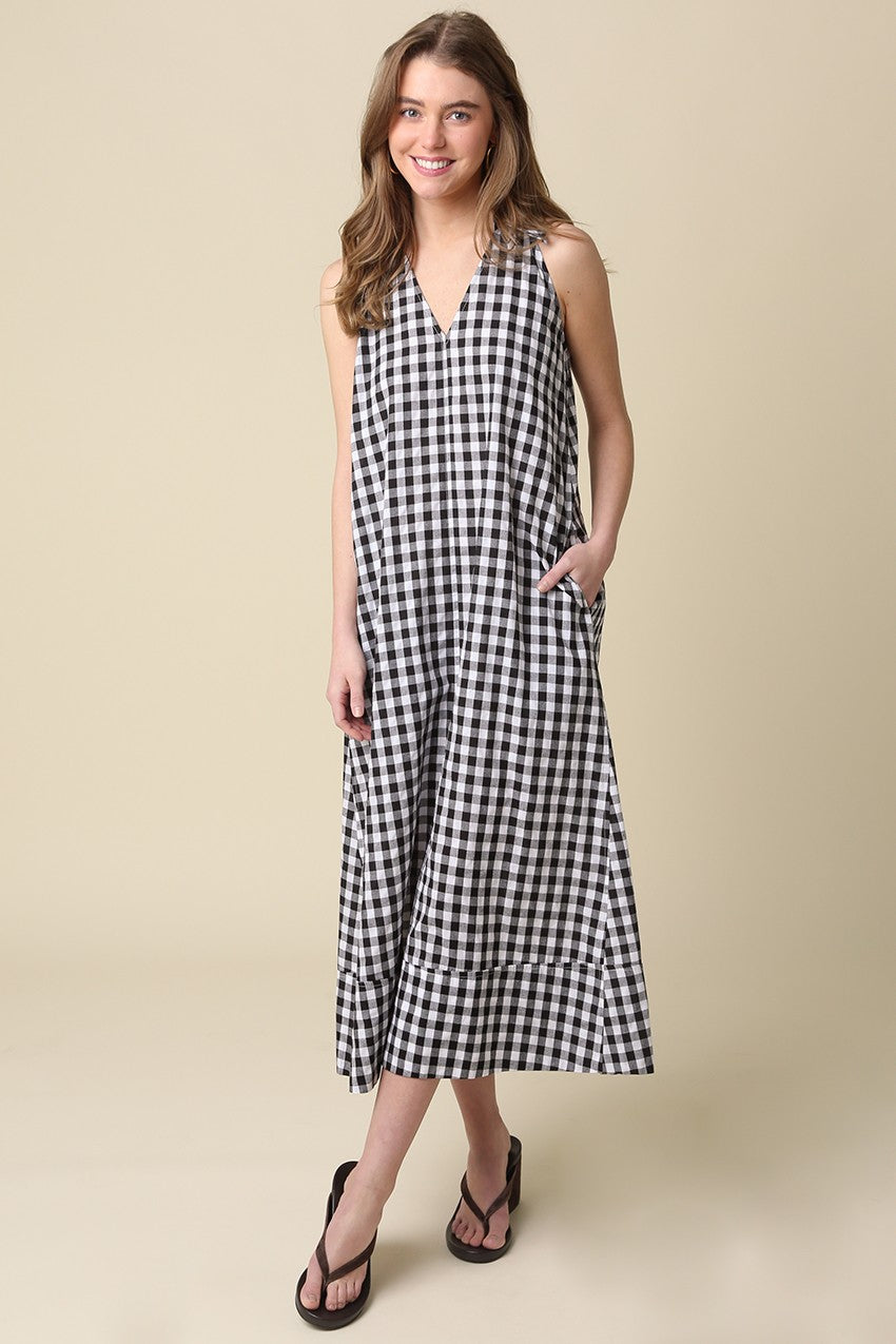 Gingham Check Collared Dress