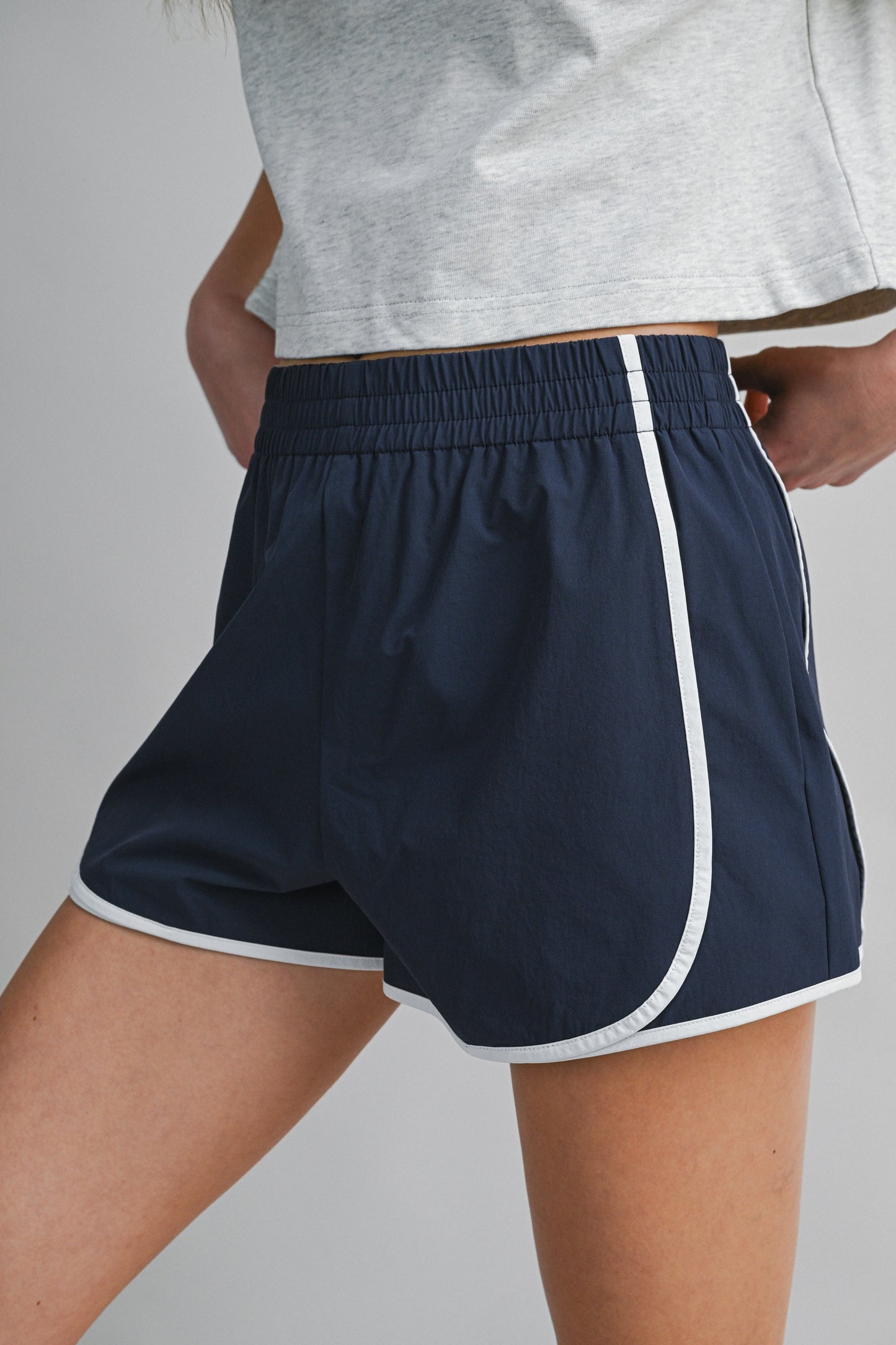Nylon Contrast Shorts Navy