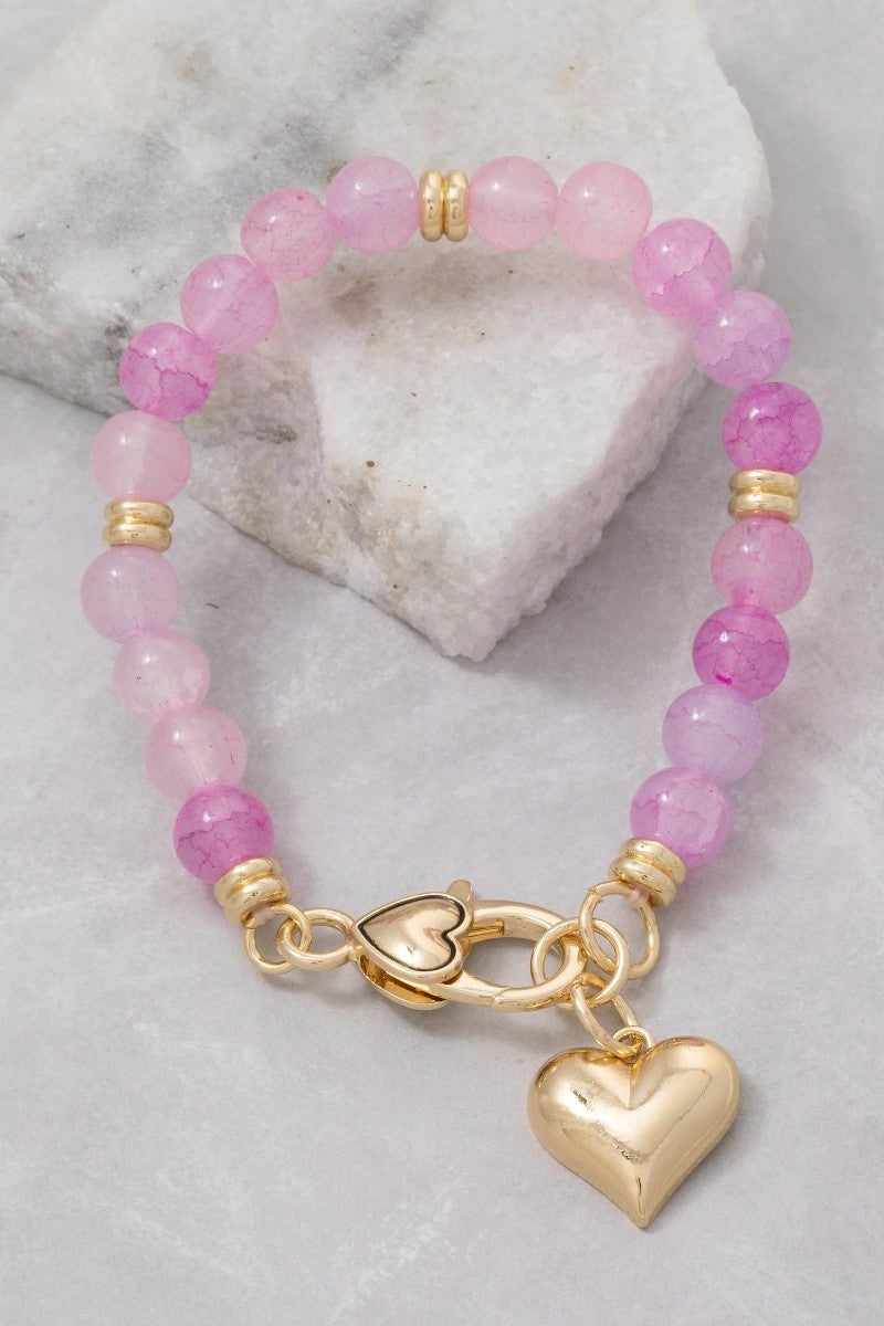 Heart Glass Bead Bracelet
