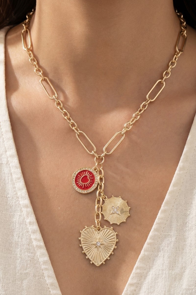 Heart & Coin Pendant Necklace