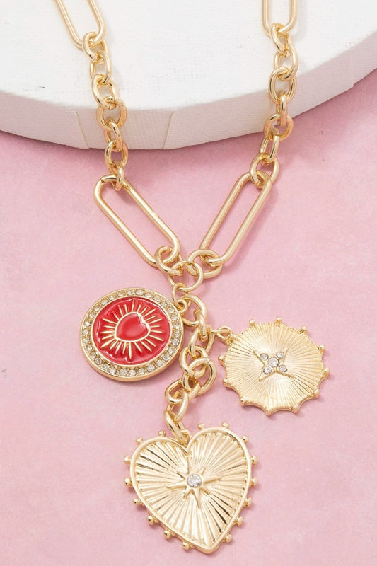 Heart & Coin Pendant Necklace