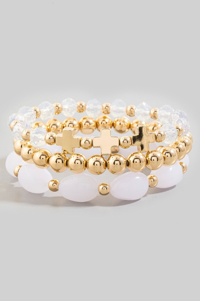 Faceted Bead Bracelets Ivory