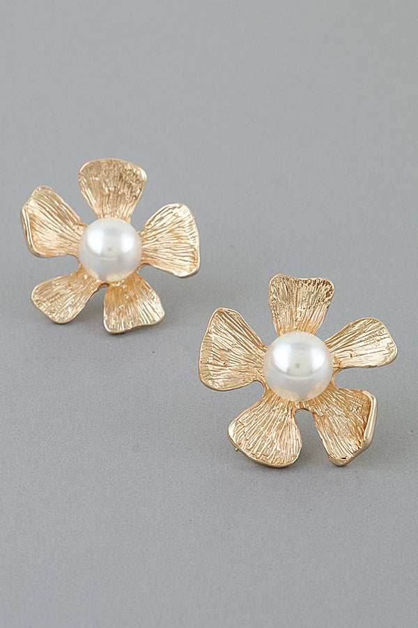 Engraved Flower Studs