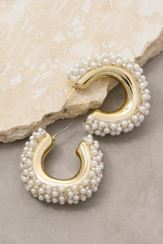 Pearl Studded Hoops