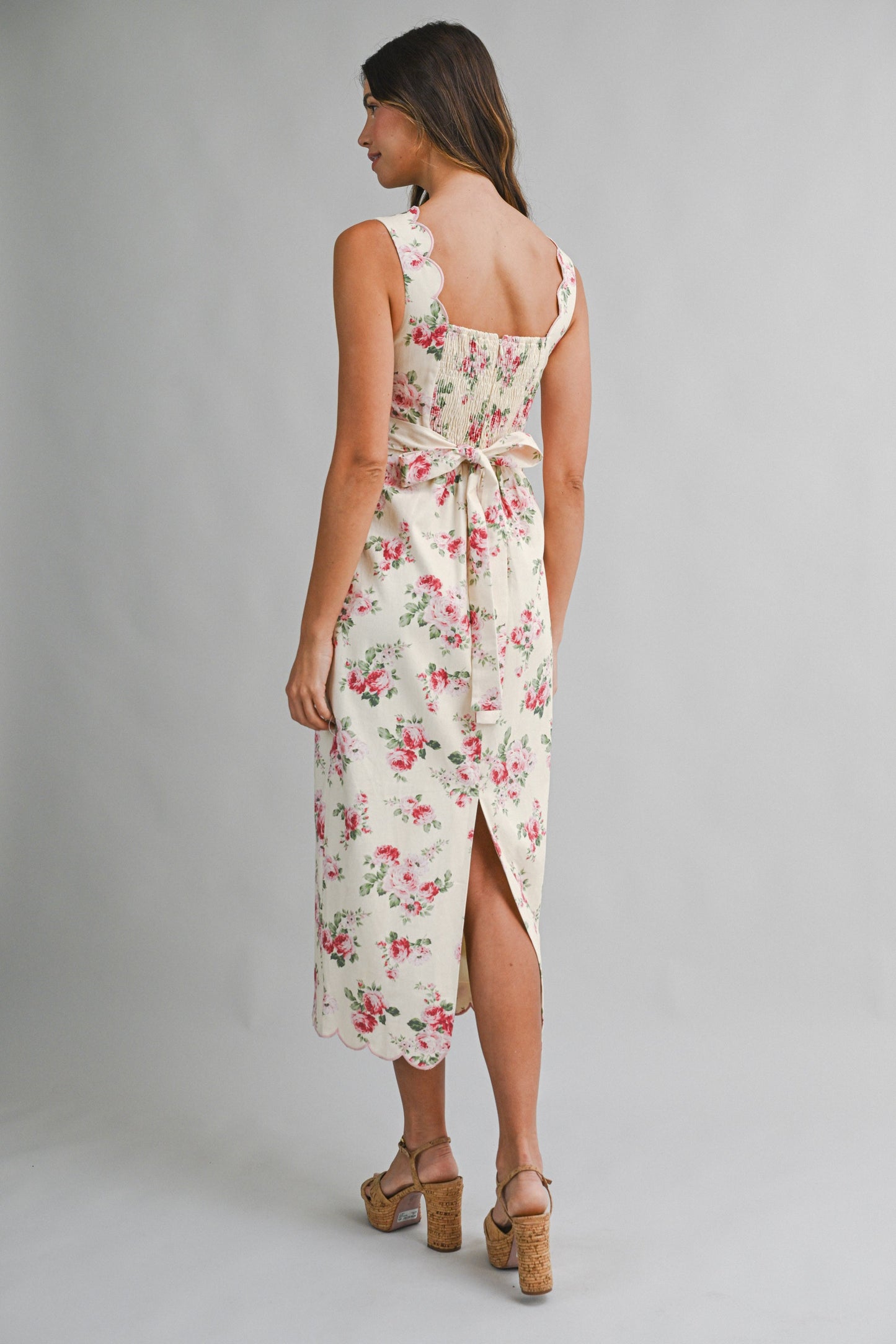 Elenor Floral Scallop Midi Dress