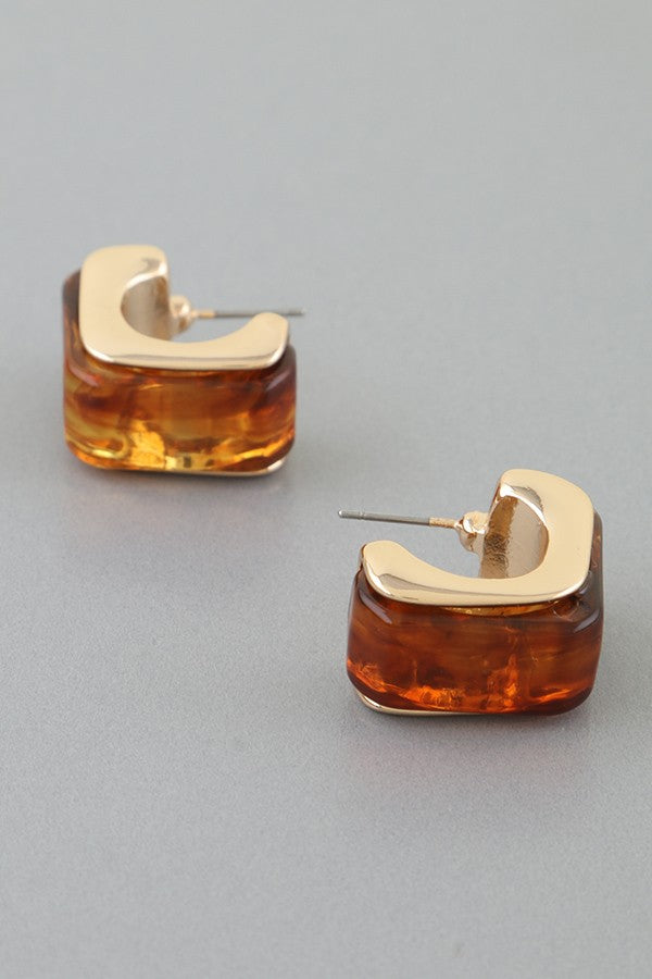 Modern Cube Hoops Brown